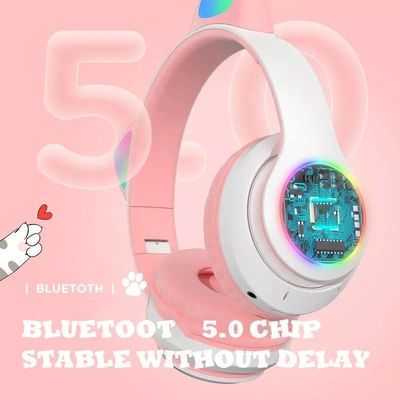 Black Bluetooth Cat Headphones , Foldable Wireless Bluetooth Headphones