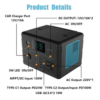 500W Lifepo4 Solar Power Station , 518wh Portable Power Station CE ROHS FCC Certificates