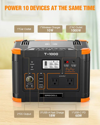 1000w Camping Portable Power Station LiFePO4 Battery Super Quick Charging