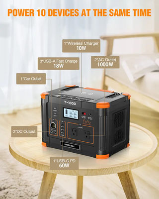 1000w Camping Portable Power Station LiFePO4 Battery Super Quick Charging